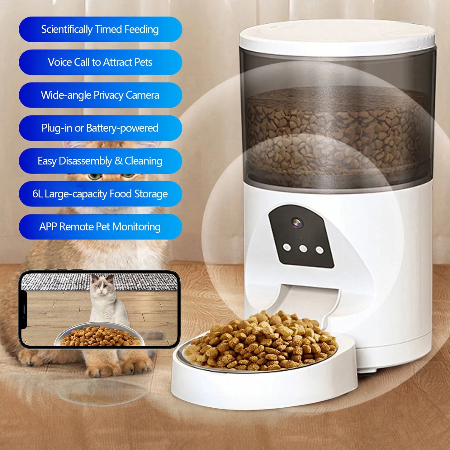 4L Smart Automatic Pet Feeder Voice Calling APP Control Charge